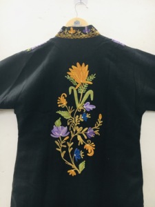 Elegant Floral Embroidered Mandarin Collar Jacket Women's Autumn Three Quarter Sleeve Zipper Closure Woven Polyester <b>Coat</b> - Product Image 6