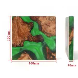 Laser Engraved Modern Square Blank Olive Marble Acacia Bamboo Wood Pallet Marble Resin <b>Coaster</b> Holder Wood Inlay Non Mats Pad - Product Image 3