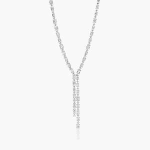 Collier en diamant de laboratoire, or blanc 14 carats plaqué rhodium, collier cascade luxueux, coupe émeraude, certifié IGI, bijoux fins - Product Image 2