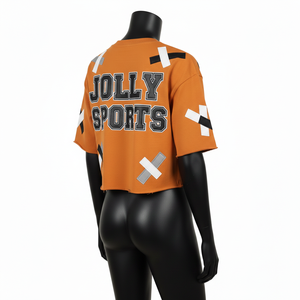 Camiseta Corta para Mujer, Algodón Premium, Transpirable, Naranja, Logotipo Bordado Personalizado, Camiseta Corta Transpirable para Mujer - Product Image 5