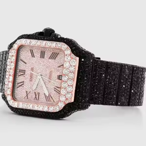 Nuevo Reloj de Lujo de Cuarzo y Acero Inoxidable, de Alta Calidad, Negro con Incrustaciones de Diamantes, Bisel Dorado Rosa, Deportivo, Automático - Product Image 3
