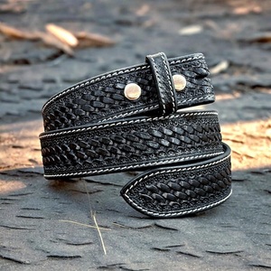 Custom Length Genuine <b>Leather</b> Belt Hand Engraved Western Rodeo Design Multi Colored Cowboy Girl Basket Weave <b>Tooled</b> Alloy Buckle - Product Image 2