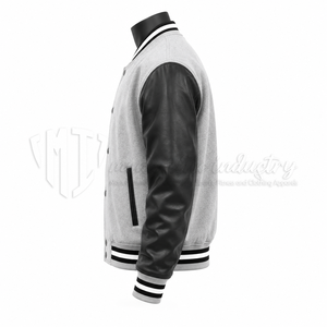 Chaqueta Varsity de Invierno Unisex Personalizada, Ecológica, Transpirable y Resistente al Viento, Chaqueta de Béisbol con Letras Bordadas, Mangas de Cuero PU Negro - Product Image 5