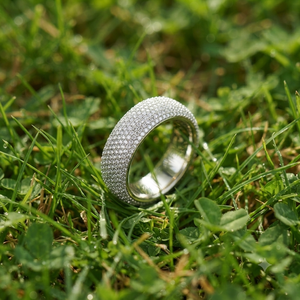 Trendy Fine Design Custom 925 Sterling <b>Silver</b> Moissanite Diamond Studded Unisex Wedding Band Unique Luxury Full Eternity <b>Rings</b> - Product Image 5