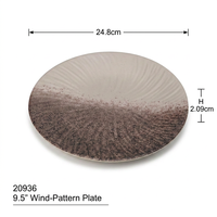 Assiette de service grande taille en mélamine premium 9,5 pouces, motif vent mat, pour steak, sashimi, plat principal, bistro, restaurant, logo personnalisé
