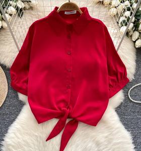 Camisas y Blusas de Mujer para Primavera, Verano y Otoño, Manga Larga, Cuello Camisero, Cierre de Botones, Estilo Vintage, Ecológicas, de Secado Rápido - Product Image 6