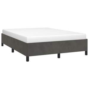 Base de Cama de Madera Contrachapada Tapizada en Terciopelo Gris Oscuro con Almacenamiento Completo - Product Image 3