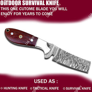 Cuchillo de Caza de Hoja Fija de Acero de Damasco Hecho a Mano UA Supplies con Mango de Madera Padauk Roja, OEM/ODM Disponible, Equipo EDC Multifuncional - Product Image 6