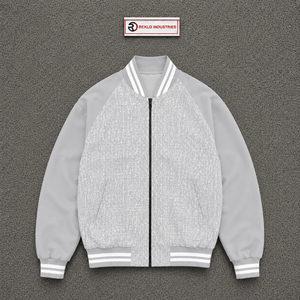 Blouson universitaire argenté pour homme, haut de gamme, zippé, décontracté, col rabattu, coupe droite, pour l'automne, style moderne urbain - Product Image 5