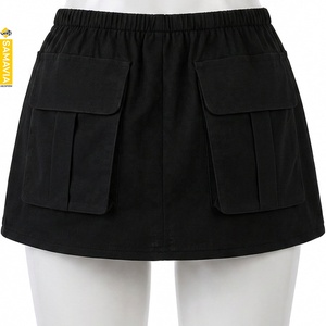 Jupe cargo personnalisée SAMAVIA pour femme, jupe décontractée, taille élastique, cordon de serrage, multi-poches, légère, streetwear d'extérieur - Product Image 2