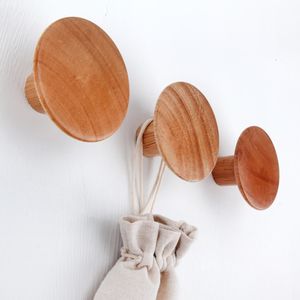 Porte-manteau mural en bois à un seul niveau, barre ronde à crochets, organisateur de vêtements moderne et écologique pour entrée et chambre - Product Image 3