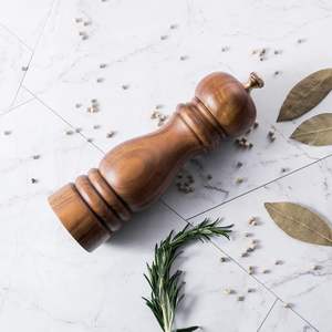 Moulin à sel et à poivre en bois de caoutchouc, moulin à épices manuel, broyeur d'assaisonnements réglable, outil de cuisine de qualité supérieure - Product Image 5