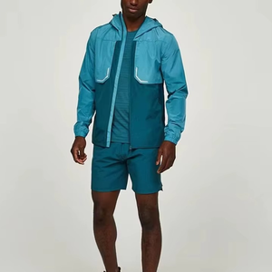 2026 <b>Top</b> Demand Customized Men's Printed Nylon Breathable Windbreaker Suit Wholesale Color Block Short Sets Full <b>Zip</b> Streetwear - Product Image 1