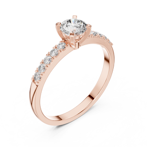 Bague en or rose à motif chevron ouvert avec diamants pour femme, bijoux minimalistes en moissanite, cadeau de mariage - Product Image 4