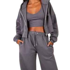 Conjunto de Sudadera con Capucha y Pantalones Deportivos de Alta Calidad para Mujer, Ropa de Diseñador Personalizada, Conjunto Deportivo de Dos Piezas con Cremallera - Product Image 2