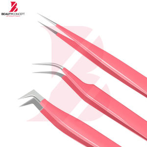 Lot de 3 pinces à épiler roses en acier inoxydable, qualité supérieure, outils de beauté et de précision pour cils, faible MOQ, vente en gros - Product Image 2