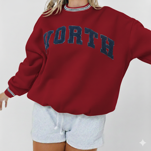 Pull en maille oversize pour femme, col rond, imprimé lettres, design personnalisé, collection automne, manches longues, coupe classique, col montant - Product Image 6