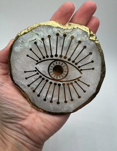 Posavasos de ágata blanca auténticos hechos a mano al por mayor con baño de oro Belleza natural Comprar al por mayor - Product Image 1