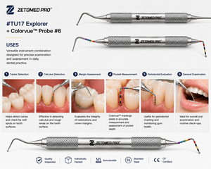 TU17 Explorer + Colorvue ™   Sonda dental de doble punta # 6 Zetomed Pro de Acero Inoxidable - Product Image 2