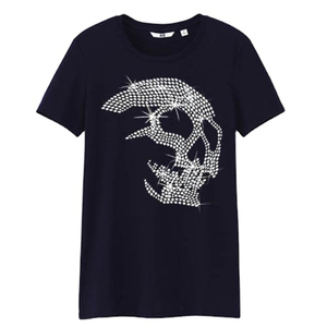 Camisetas de Verano para Hombre con Transferencia de Diamantes de Imitación Personalizadas, Estilo Urbano, 100% Algodón, 300g, Diseño Brillante en la Parte Delantera - Product Image 1