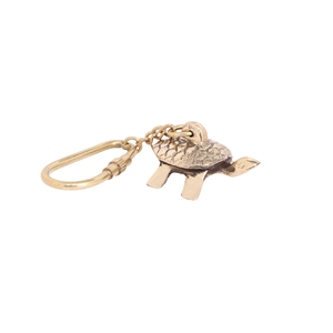 Shubham Handmade Nautical Solid Brass Tortoise Keychain, Lucky Turtle Charm with Metal Key Ring, Gold Finish For Home Car Office - Product Image 3