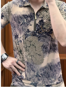 Sudadera con Capucha Sublimada de Manga Corta para Hombre, Corte Ajustado, Transpirable, Ligera, de Poliéster y Algodón, Informal - Product Image 4