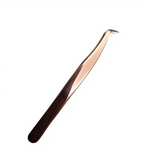 Pinzas de oro rosa con punta superfina, herramienta de precisión para aplicación de pestañas, ligeras, fáciles de usar, modelos más vendidos, logotipo personalizado. - Product Image 1