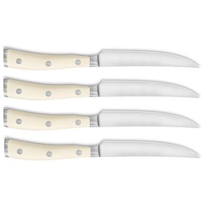 Ensemble de 4 couteaux à steak de style luxueux avec lames en acier inoxydable poli et manches ergonomiques noirs pour viande de qualité supérieure - Product Image 4