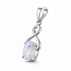 Trendy Wholesale Sterling Silver Rhodium Plated Oval Cut <b>Moonstone</b> Swirl <b>Pendant</b>-Handmade Minimalist Gift FOR Her jewelry - Product Image 3