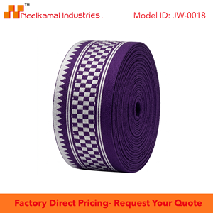 Cinta Jacquard Tejida de 31 mm en Plata y Morado Oscuro de Neelkamal Industries, Adorno Elegante y Festivo para Bordes de Prendas, Decoración y Manualidades - Product Image 6