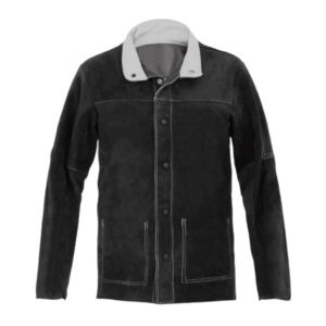 Veste de travail en cuir de vachette pleine fleur pour la sécurité industrielle, résistante au feu et aux coupures, veste de soudeur de protection individuelle - Product Image 6