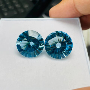 Par de topacios azules naturales, talla redonda, calidad AAA, con brillo AAA, perfectos para pendientes, hechos y pulidos con precisión a precio económico. - Product Image 6