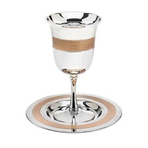Gobelet Kiddush en métal poli de haute qualité, design argenté et doré, art moderne, unique, durable, écologique, élégant - Product Image 1