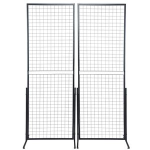 2 Paneles de Rejilla de 5.6 Cuadrículas, Soportes de Exhibición de Doble Cara con Base en T, Soportes de Exhibición de Rejilla Metálica de Pie, Paquete de 2 - Product Image 1