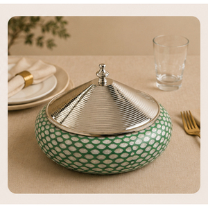 Handmade Mother of Pearl Inlay Casserole Emerald Green Shell <b>Mosaic</b> Stainless Steel Hot Pot Insulated Food Warmer for Hotel - Product Image 4