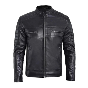 Veste d'hiver de luxe pour homme en cuir pleine fleur, cousue main, style italien, coupe ajustée premium, OEM ODM, personnalisable, lavée, fermeture éclair frontale - Product Image 1