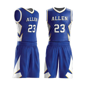 Ensemble de maillots de basket-ball unisexes de qualité supérieure, imprimé avec logo, confortable, respirant, grande taille, 100% polyester, antibactérien - Product Image 3