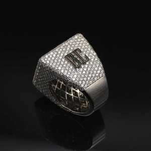 Anillo de Cóctel con Letra BKR Unisex, Oro Sólido de 14K, Chapado en Rodio, Diamantes Cultivados en Laboratorio, Micro Pavé, Estilo Hiphop, Regalo para Fiestas - Product Image 2