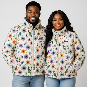 Veste matelassée à imprimé floral Cosh International pour femme, style décontracté, col montant, fermeture éclair sur le devant, logo, chaude pour l'hiver - Product Image 3