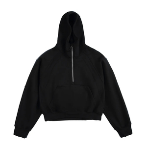 Sweat-shirt unisexe coupe courte à demi-zip 500 GSM, coupe ample et carrée, streetwear américain de haute qualité, mode automne - Product Image 4