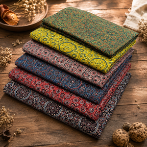Jaipur Moda Anaya I Designer Cotton Ajrakh <b>Fabric</b> Hand Block Printed Traditional Paisley Pattern <b>Medium</b> Weight for Dresses - Product Image 4