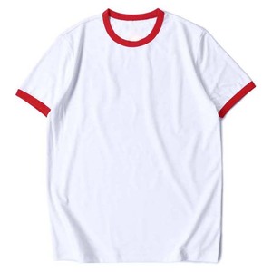 Men's Clothing Plus Size Shirts 2025 OEM ODM Ringer T Shirt In <b>White</b> Red 100% Cotton Unisex Custom Fit Short Sleeve Summer <b>Tee</b> - Product Image 1