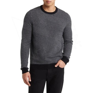Suéter de Punto con Cuello Redondo para Hombre, Patrón Geométrico, Corte Regular, Ropa Casual de Otoño, Ligero, Moderno, Suave y Cálido - Product Image 1