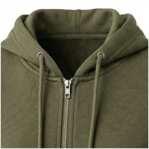 <b>Women</b> Olive Green Hooded <b>Zip</b>-Up Sweatshirt With Side Pockets Full Sleeve Casual Tracksuit <b>Top</b> Autumn Midweight Cotton Jacket - Product Image 4