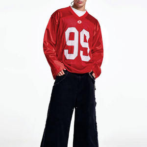 Jersey de Fútbol Americano Estilo Varsity de Manga Larga para Hombre, Color Rojo, a la Moda 2026, de Malla, Poliéster, Ropa Urbana, Logotipo Personalizado, Proveedor OEM al por Mayor - Product Image 6