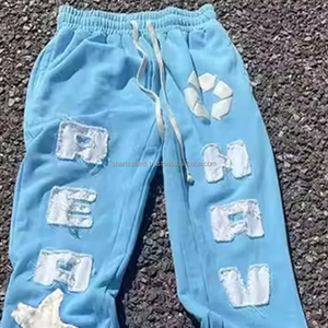 Fabricante de impresión de logotipo personalizado Terry Fleece Serigrafía Pantalones de chándal Hombres Flared Jogger Vintage Acid Wash Flare Pantalones de chándal - Product Image 5