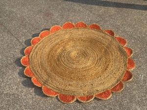 100% Handmade Braided Round Scallop Jute <b>Rug</b> | Eco-Friendly Anti-Slip Thick Natural Fiber <b>Boho</b> Area <b>Rug</b> Custom Size Wholesale - Product Image 3