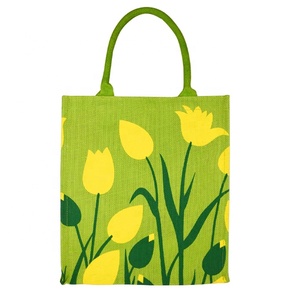 Sac en jute vert écologique de petite taille, imprimé sur mesure, OEM, nouveau design, alternative pour les femmes et les hommes, pour transporter le déjeuner, faire les courses - Product Image 1