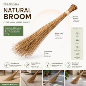 Escoba de jardín de madera de fresno con cerdas naturales al por mayor |   Artesanía de Moradabad - Product Image 6