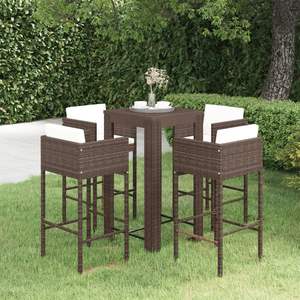 Ensemble de bar de jardin en rotin PE marron, résistant et de taille moyenne, collection de mobilier de jardin durable - Product Image 1